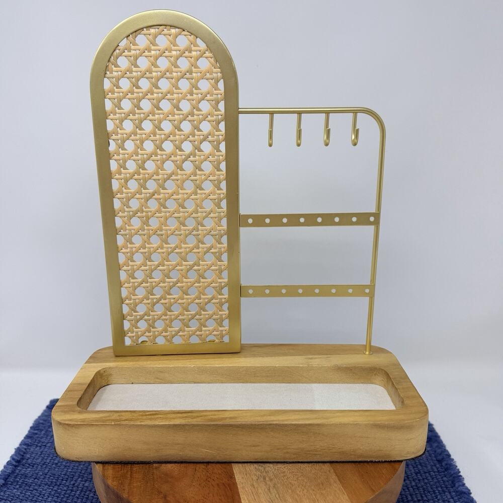 Countertop Jewelry Holder - Wicker - Wood - Metal
